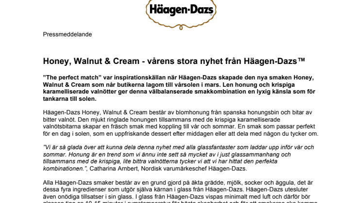 Honey, Walnut & Cream - vårens stora nyhet från Häagen-Dazs