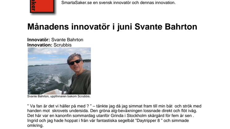 Månadens innovatör i juni, Svante Bahrton.