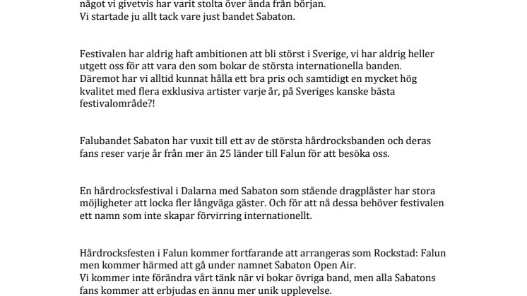 Rockstad: Falun ÄR Sabaton Open Air
