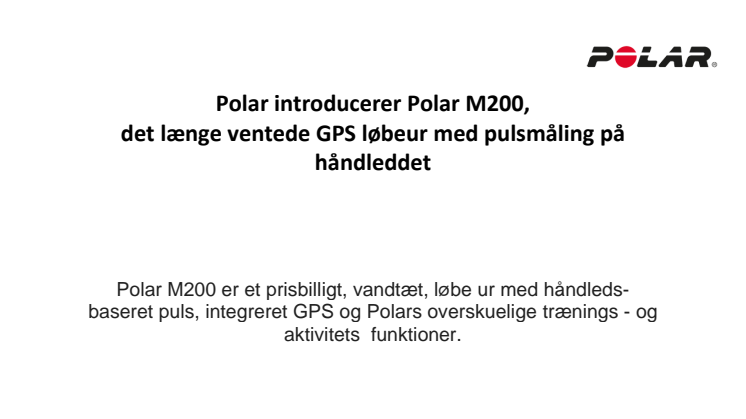 Polar introducerer  M200