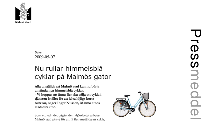 Nu rullar himmelsblå cyklar i Malmö 