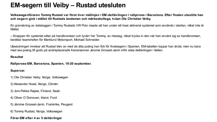EM-segern till Veiby – Rustad utesluten