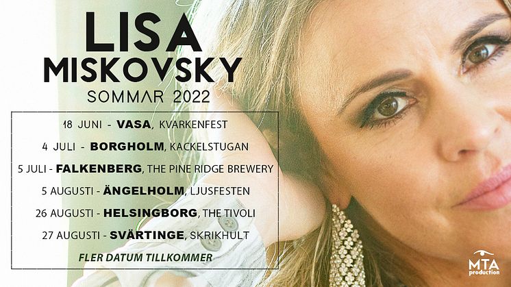 Första datumen släppta för Lisa Miskovsky inför sommaren!