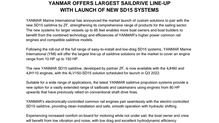 16 Dec 2021 - YANMAR Offers Largest Saildrive Line-up with Launch of SD15.pdf