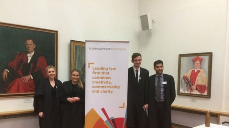 Northumbria Law students Lydia Brodie and Laura Dunlop-Brown with fellow winners from UCL