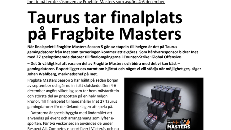Taurus tar finalplats på Fragbite Masters