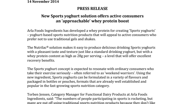 New Sports yoghurt solution offers active consumers  an ‘approachable’ whey protein boost 