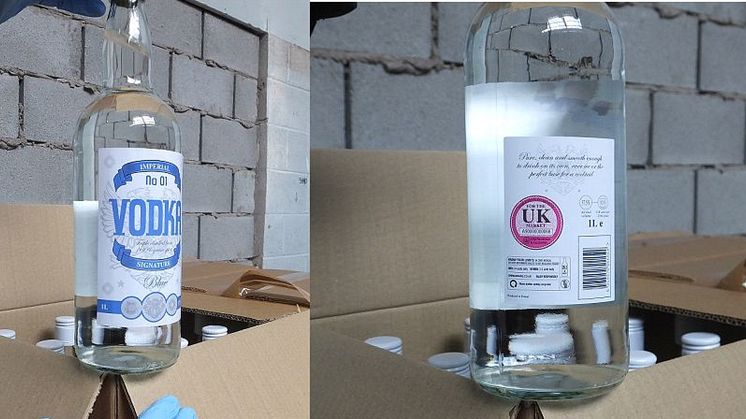 HMRC seized fake vodka labels front and back