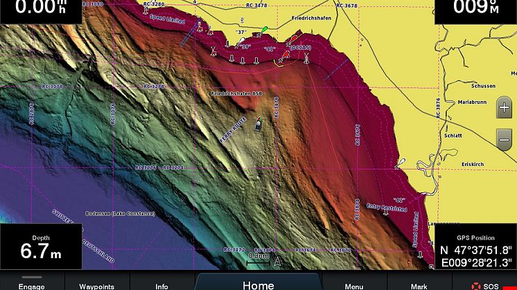 Relief Shading am Bodensee: Dank einzigartiger Farbpalette werden selbst komplexe Meeresbodenstrukturen detailliert abgebildet.