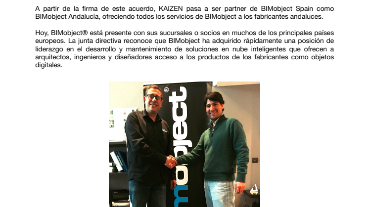BIMobject Spain firma un Acuerdo de Colaboración con KAIZEN Arquitectura & Ingeniería