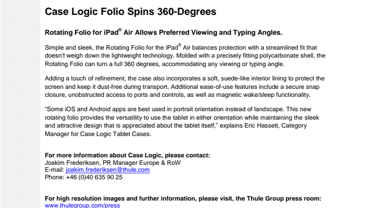 Case Logic Folio Spins 360-Degrees