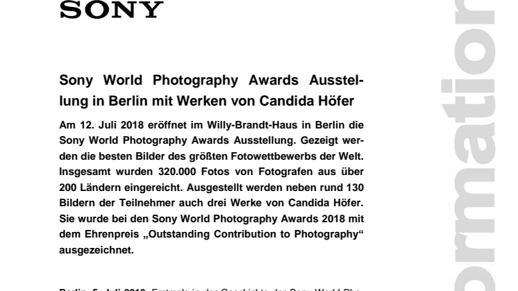 Sony World Photography Awards Ausstellung in Berlin mit Werken von Candida Höfer