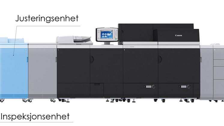  En ny inspeksjonssenhet og en ny justeringsenhet til imagePRESS C10010VP-serien gir trykkerier høyeste trykkvalitet på kortere tid uten manuell operatørbetjening.