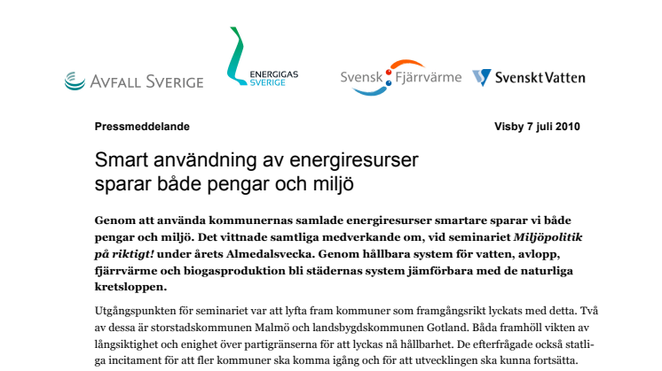 Smart användning av energiresurser sparar både pengar och miljö