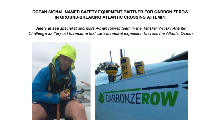 Ocean Signal Named Safety Equipment Partner for Carbon Zerow in Ground-Breaking Atlantic Crossing Attempt