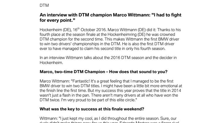 Interview with Marco Wittmann