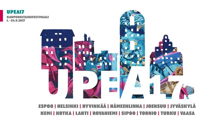  UPEA17-kaupunkitaidefestivaali levittäytyy 14 suomalaiskaupunkiin syyskuussa