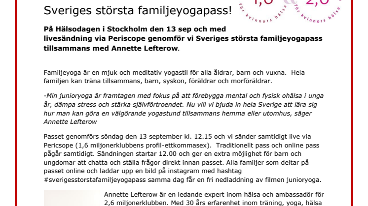 Sveriges största familjeyogapass!