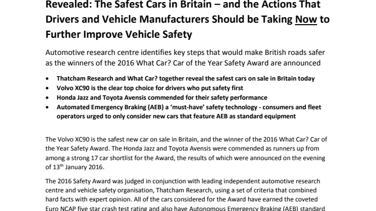Revealed : The Safest Cars in Britain