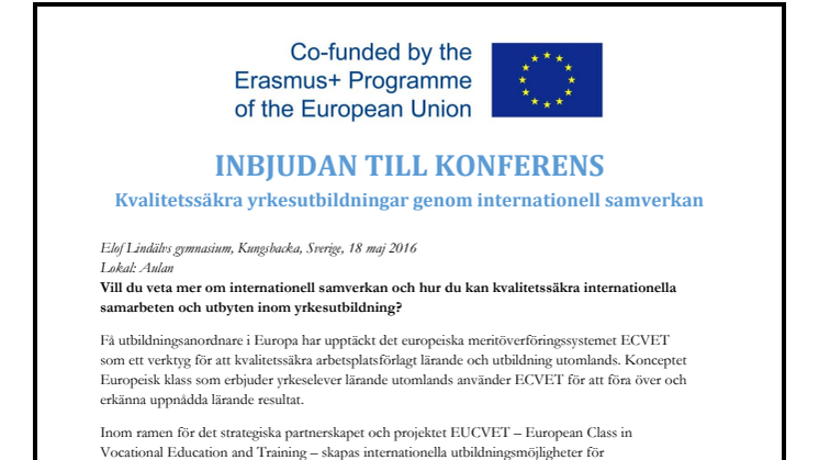 Program och inbjudan till EUCVET konferens