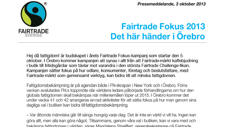 Fairtrade Fokus 2013 - Det här händer i Örebro