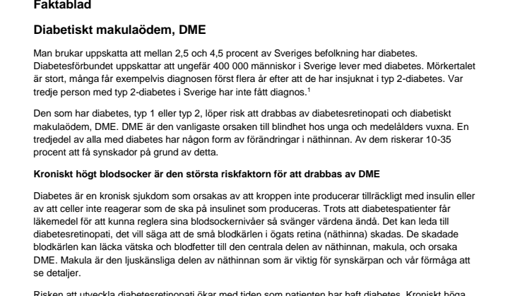 Faktablad diabetiskt makulaödem, DME