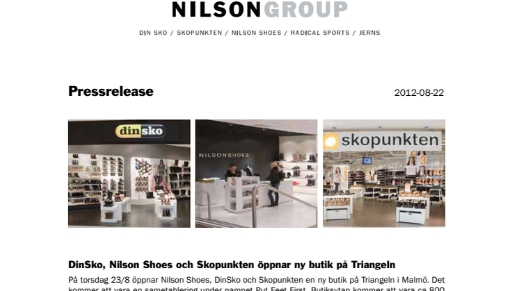 DinSko, Nilson Shoes och Skopunkten öppnar ny butik på Triangeln
