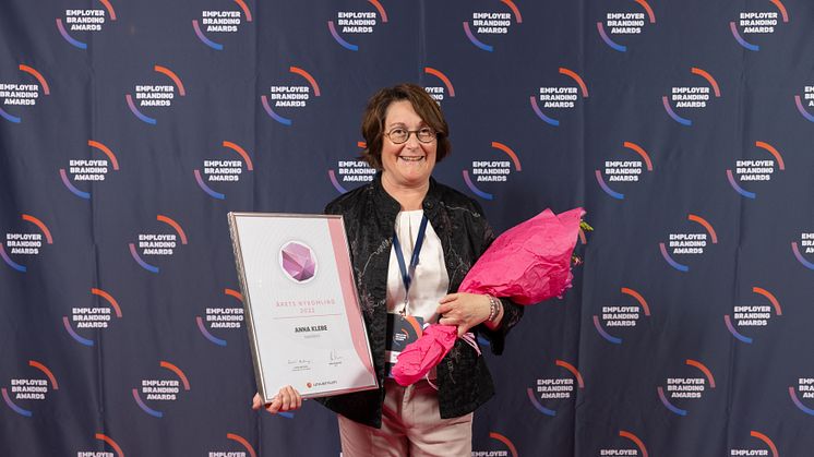 Igår fick Ramirents HR-chef Anna Klebe ta emot pris för Årets nykomling inom employer branding. Foto: Universum