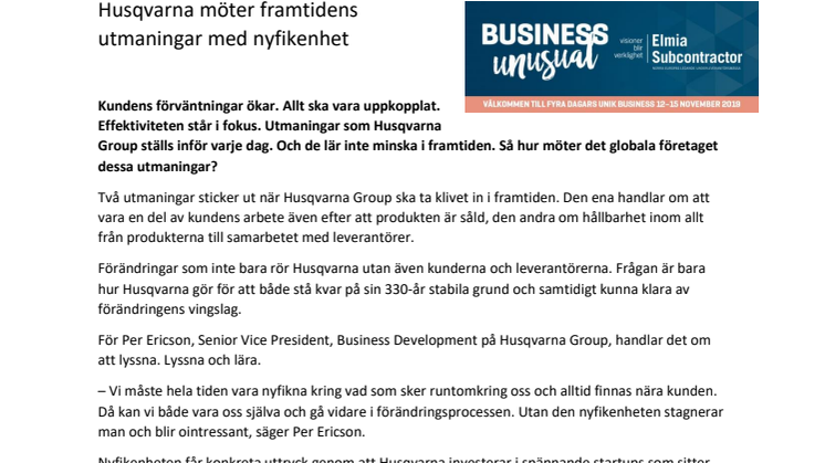 Husqvarna möter framtidens utmaningar med nyfikenhet