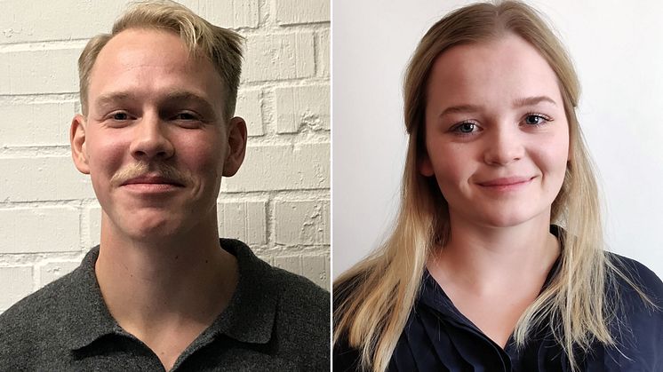 Fredrik Hakegård och Karolina Ljungström tilldelas priset Bästa examensarbete i fastighetsrätt 2022. Foto: Privat
