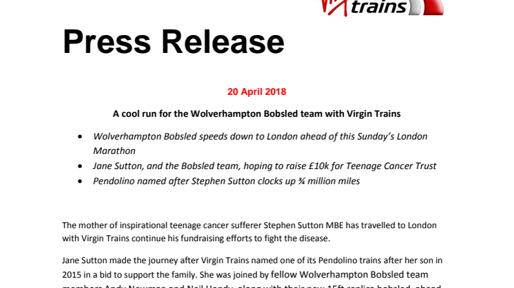 A cool run for the Wolverhampton Bobsled team with Virgin Trains