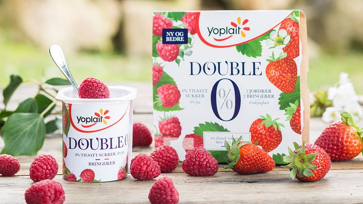 Yoplait Double 0% Jordbær og Bringebær