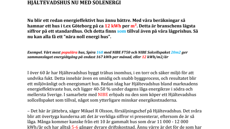 Hjältevadshus med Solel - rekordlåg förbrukning 