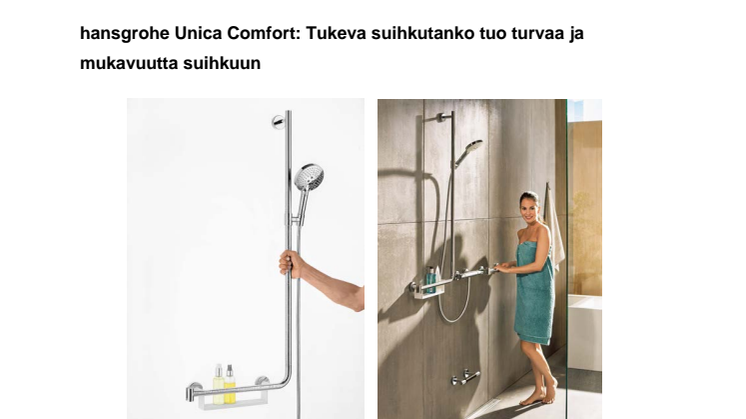 hansgrohe Unica Comfort: Tukeva suihkutanko tuo turvaa ja mukavuutta suihkuun