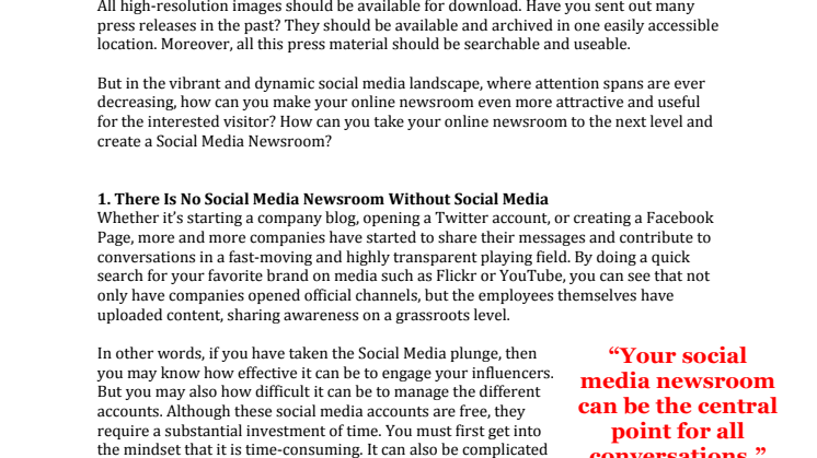 Social Media Newsroom - A Snapshot of Your Brand