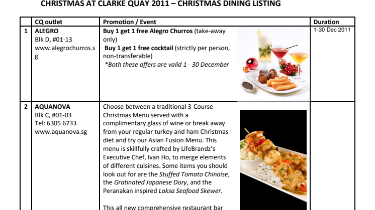 Clarke Quay Christmas Dining Specials