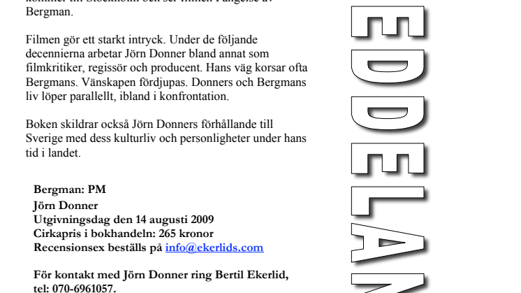 Ny bok om Ingmar Bergman av Jörn Donner