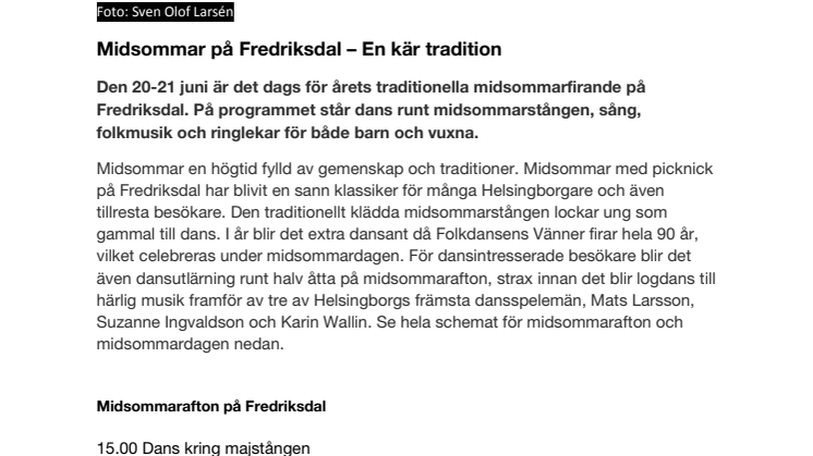 Midsommar på Fredriksdal – En kär tradition