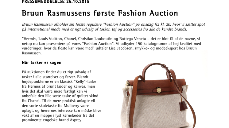​Bruun Rasmussens første Fashion Auction