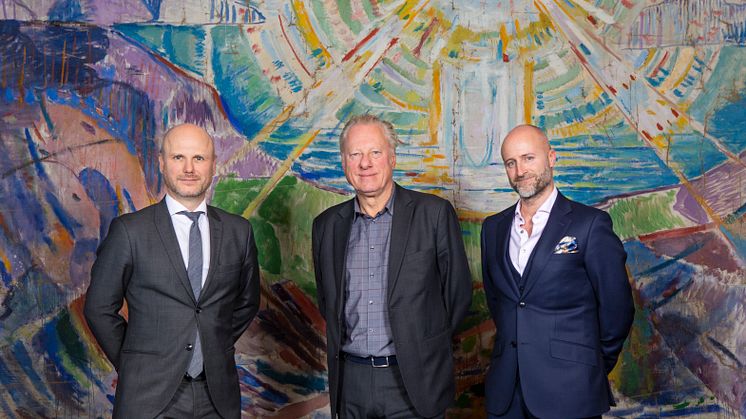 F.v.: André Schreiner (direktør Clarion Hotel The Hub) Stein Olav Henrichsen (direktør ved Munchmuseet) og Robert Holan (direktør Clarion Hotel Oslo) 