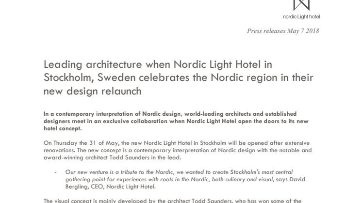 Leading architecture when Nordic Light Hotel in Stockholm, Sweden celebrates the Nordic region in their new design relaunch