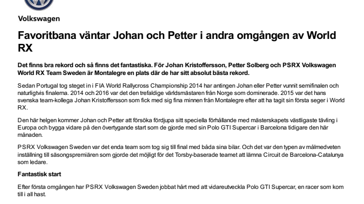 Favoritbana väntar Johan och Petter i andra omgången av World RX