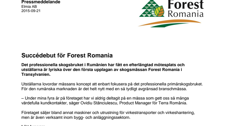 Succédebut för Forest Romania