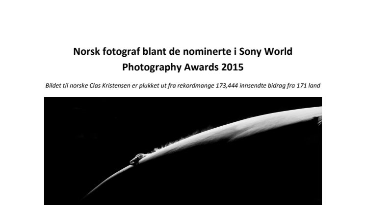 Norsk fotograf nominert i Sony World Photography Awards 2015 