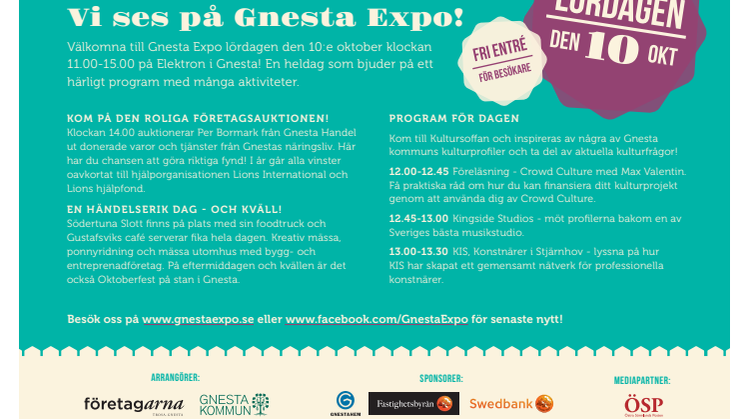 Välkomna till Gnesta Expo 10 oktober 2015