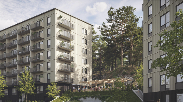 264 lägenheter byggs av Lindbäcks i projektet Grönskan i Skogås, Huddinge.
