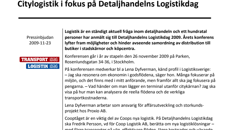 Citylogistik i fokus på Detaljhandelns Logistikdag