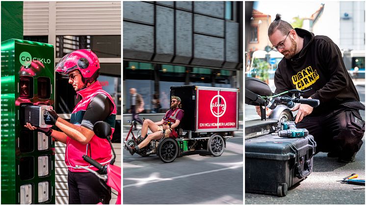 GoCiklo, Pling och Urbancorner är tre av företagen i Mobilitetshotellet i Nordstan. Bilder: Philip Liljenberg