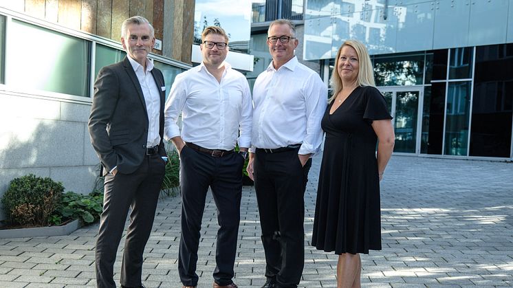 f.v. Stian Skrefsrud (Partner, BOS Kapital), Tom Henrik N. Rogstad (VD, ITverket) och Johan Malmliden (koncernchef, Omegapoint), Catrine Gustavsen (säljdirekt., ITverket)