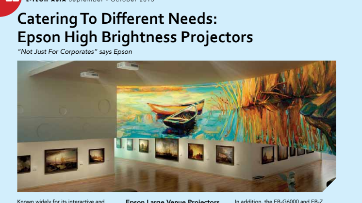 Catering To Different Needs: Epson High Brightness Projectors